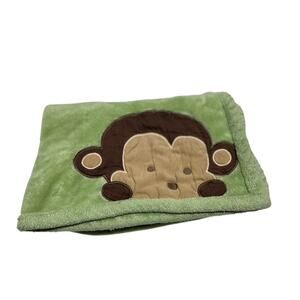 Kidsline Peek a Boo Monkey Baby Blanket Green Plush Single Layer